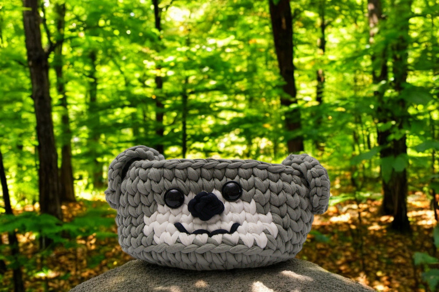 Cozy Bear Crochet Basket Set