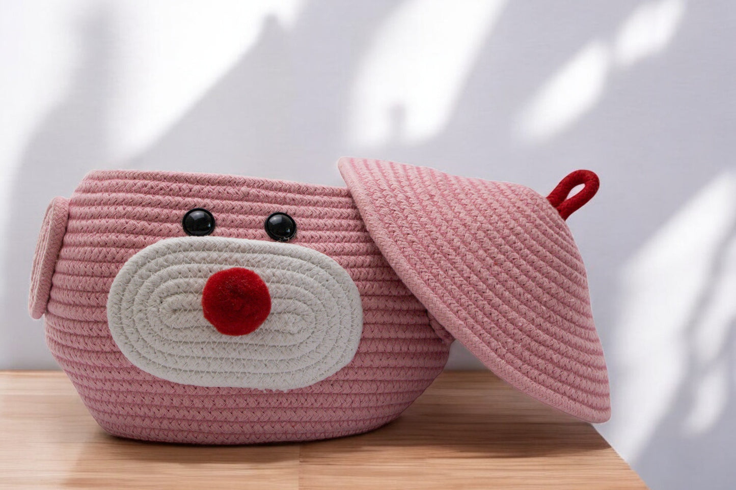Adorable Pig-Themed Woven Storage Basket