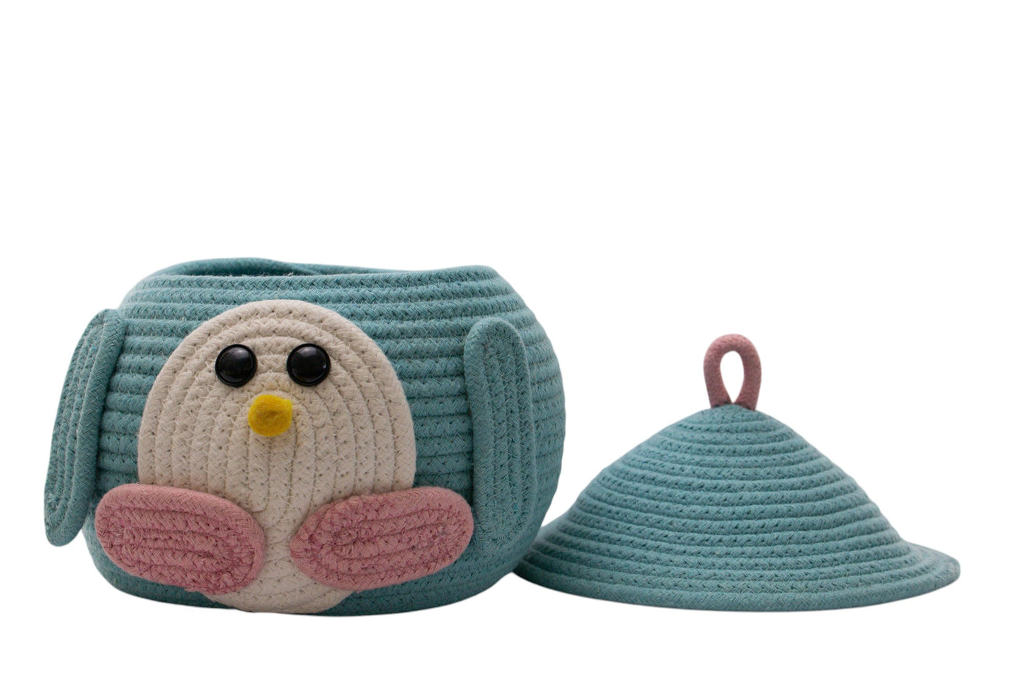 Penguin-Themed Woven Storage Basket with Lid