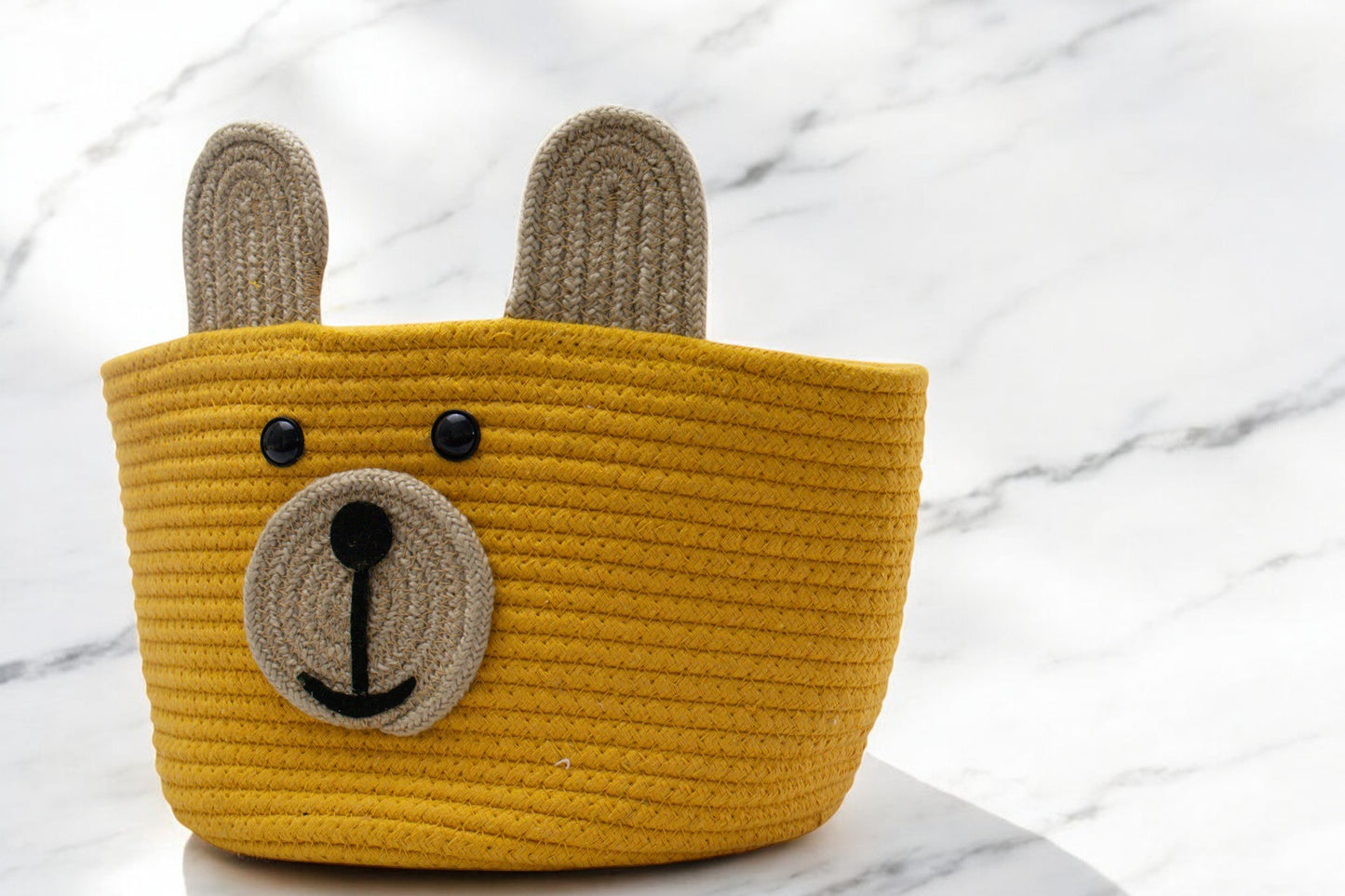 Cute Bear Face Woven Storage Basket