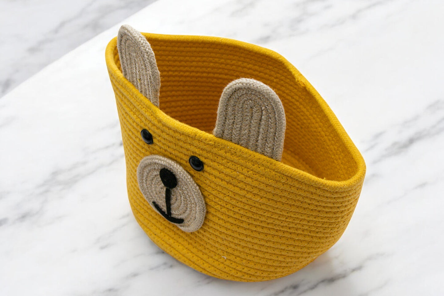 Cute Bear Face Woven Storage Basket