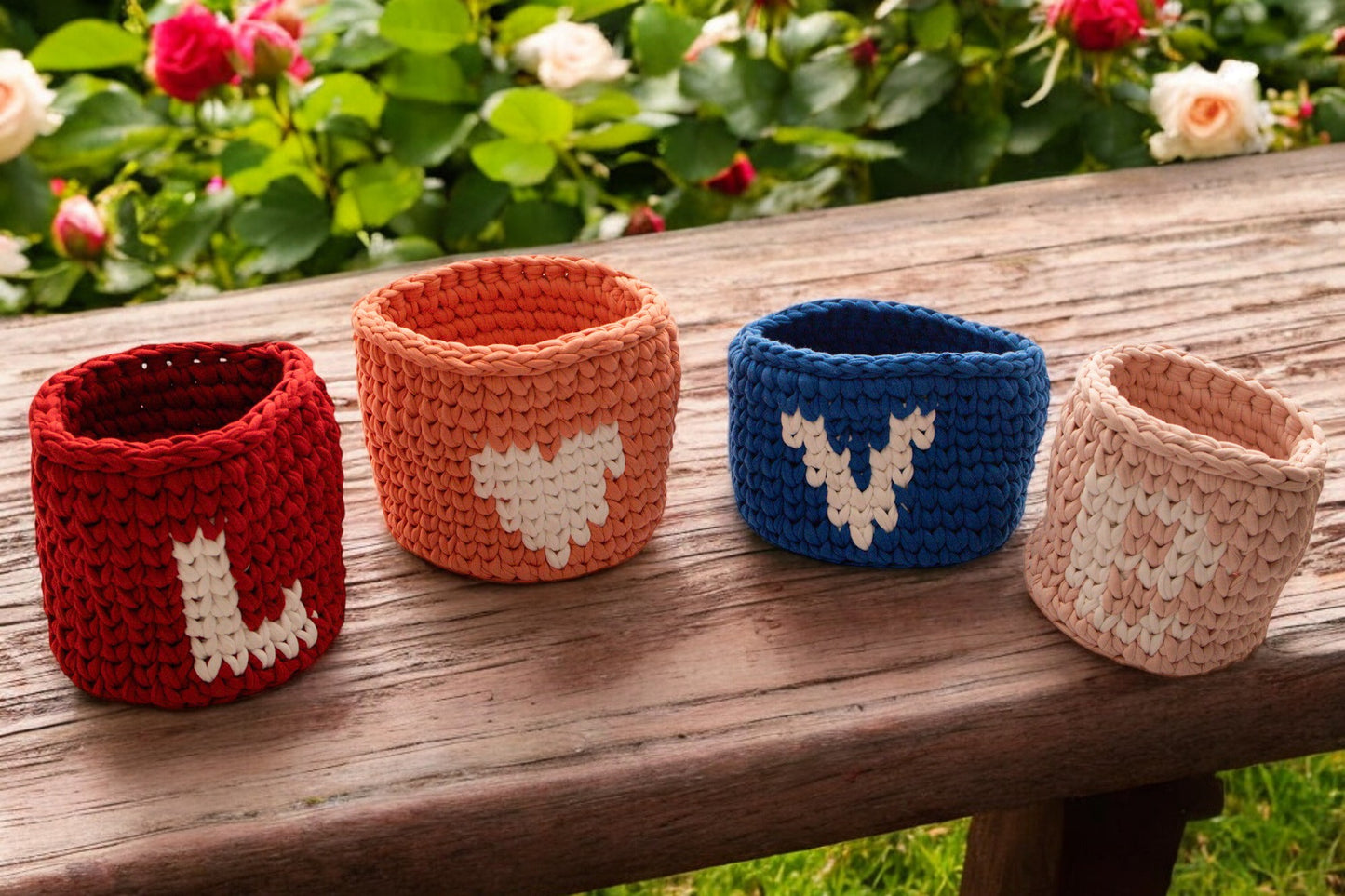 LOVE Crochet Basket Set
