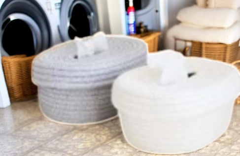 Minimalist Woven Storage Basket with Lid