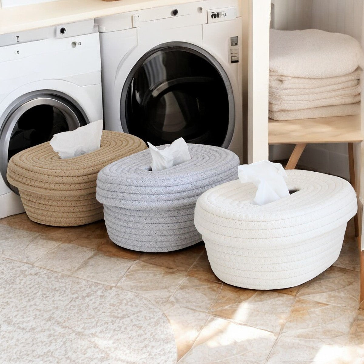 Minimalist Woven Storage Basket with Lid