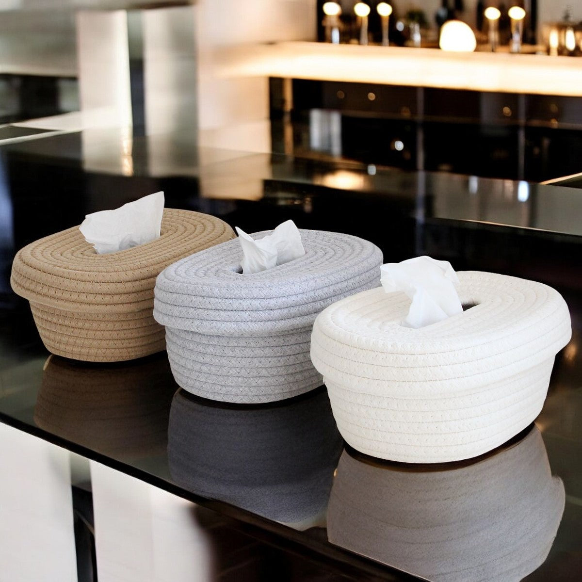 Minimalist Woven Storage Basket with Lid