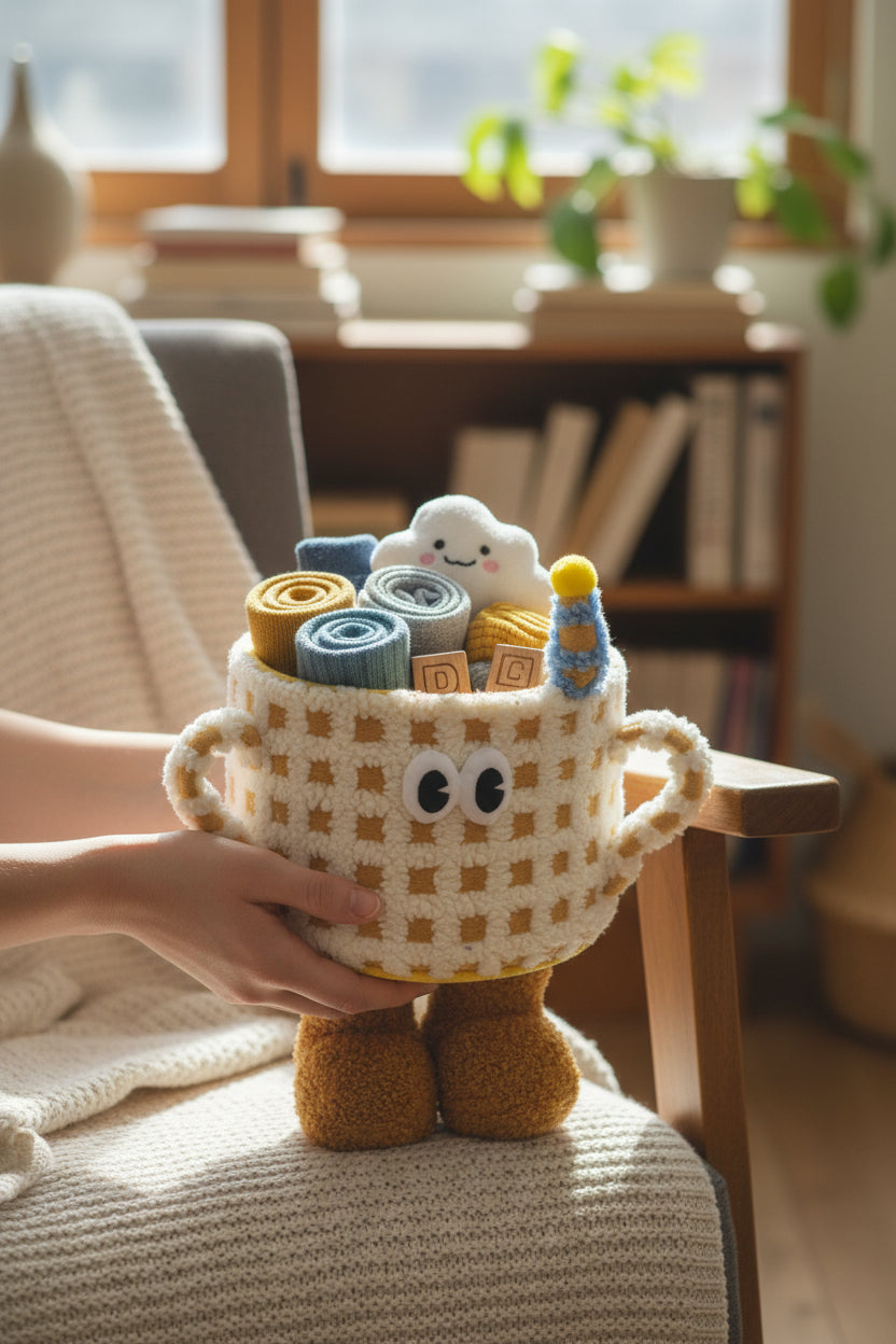 Peek-a-Boo Footed Crochet Basket
