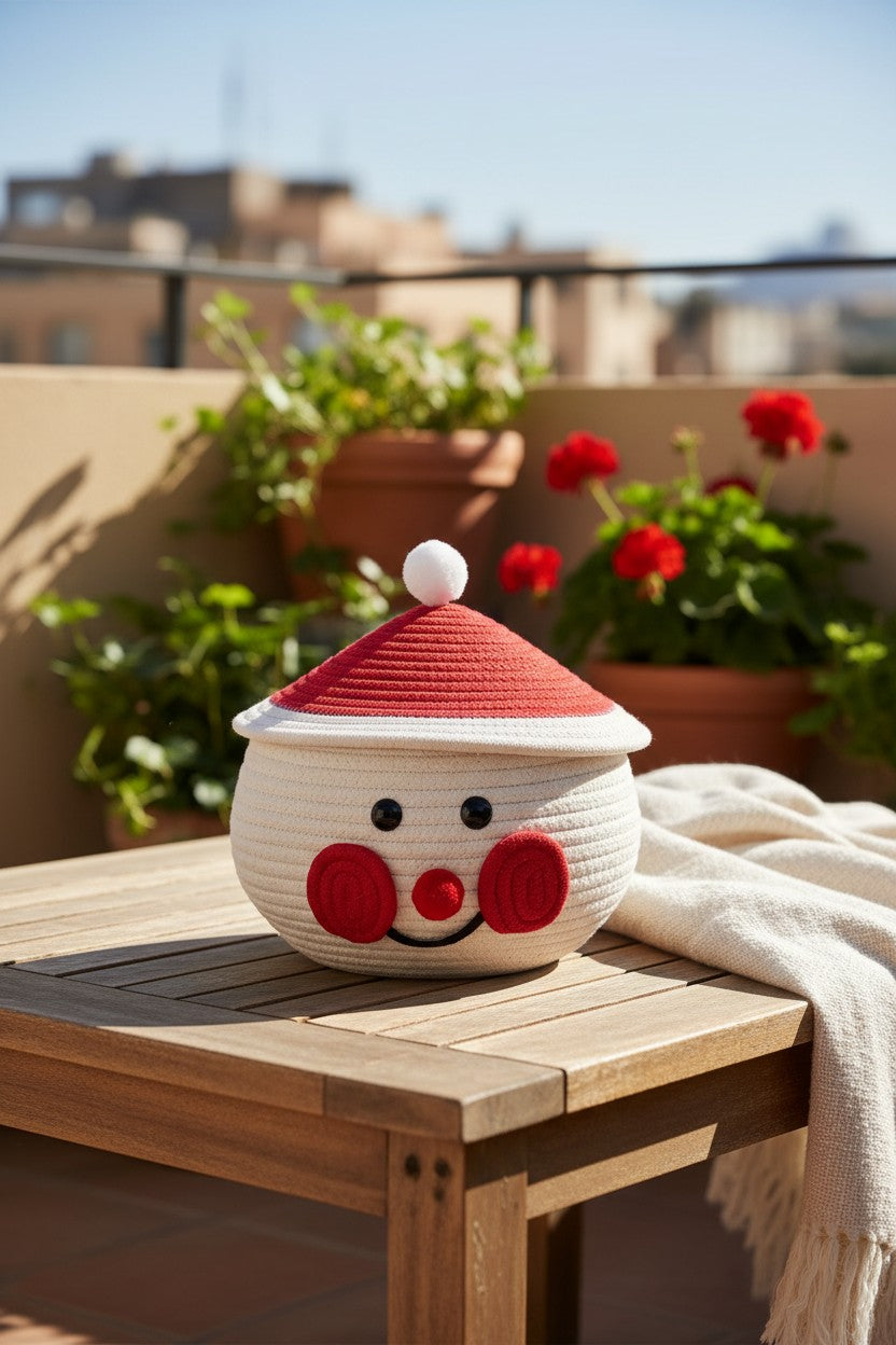 Cheerful Snowman-Themed Storage Basket